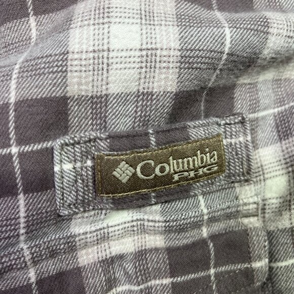 Columbia Men's XL PHG Flannel Shirt Vented Long Sleeve Plaid Taupe - Picture 5 of 12